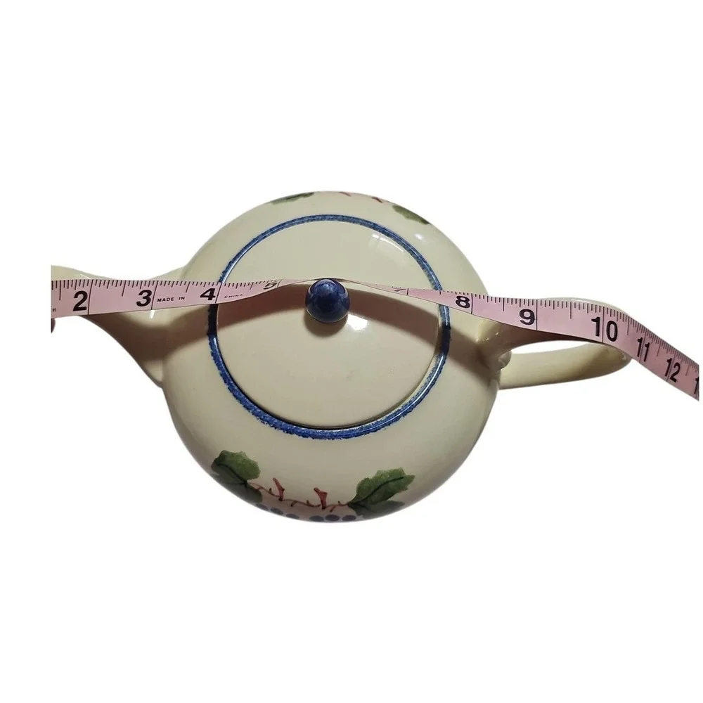 Vintage Poole Pottery Teapot Hand Painted Vineyard Grape Pattern England‎ 1873.